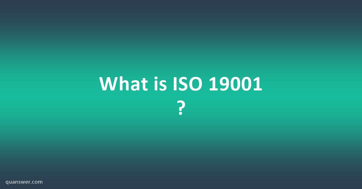 What is ISO 19001 ? - Quanswer