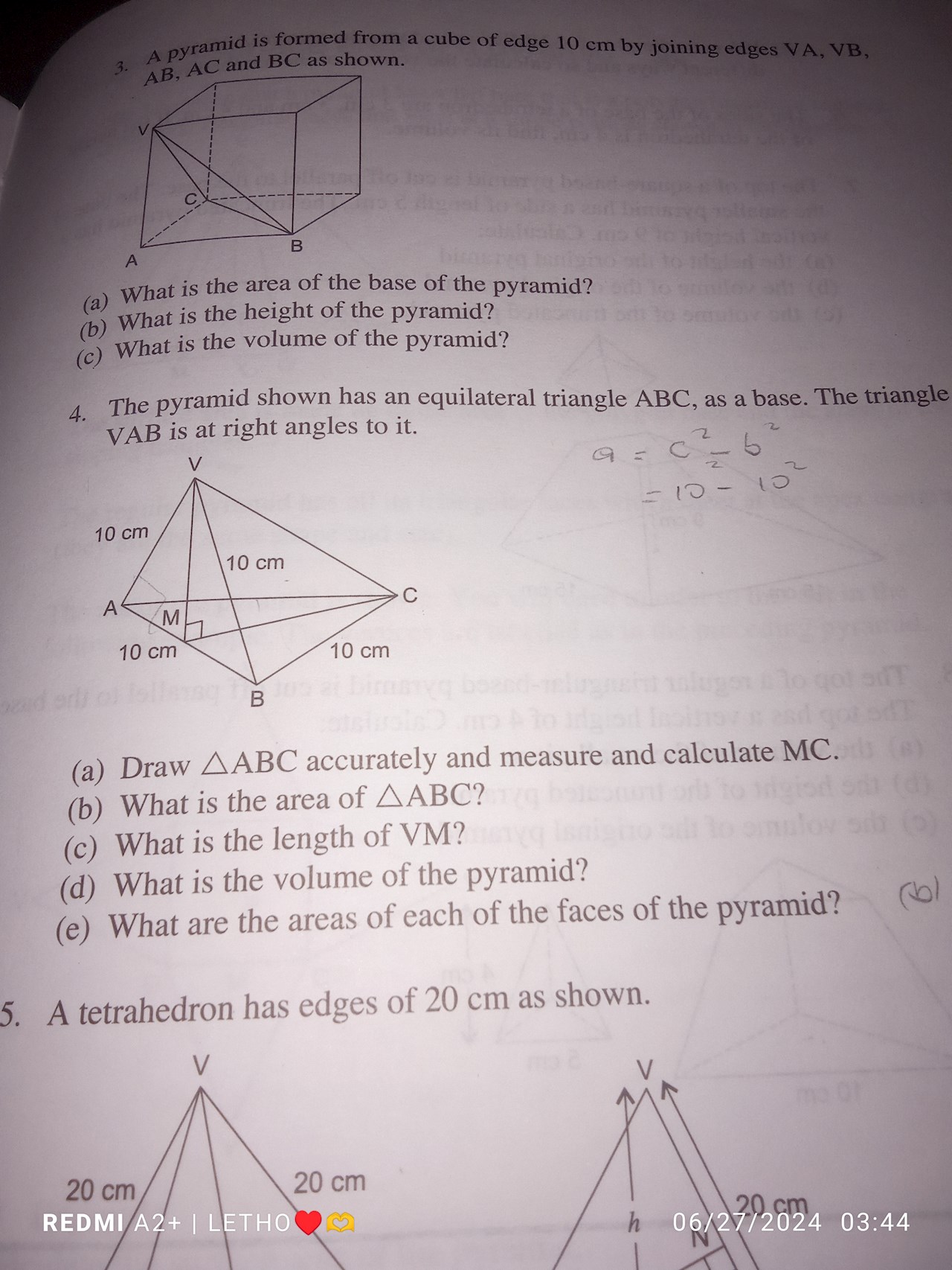 Draw∆ABC accurately and measure and calculate MC?