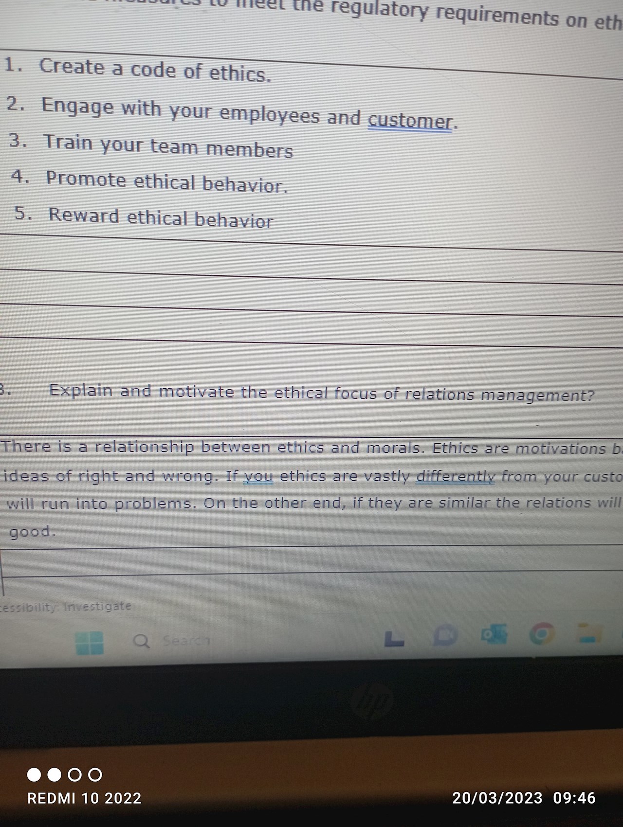 Explain the ethical focus of relations management ?