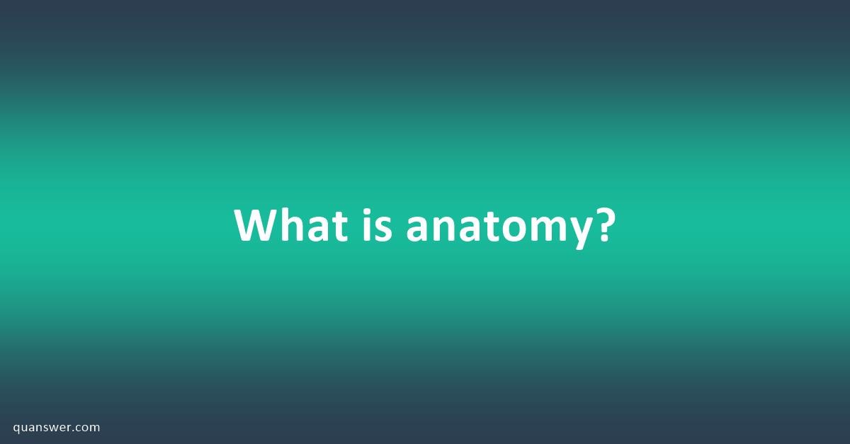 What is anatomy? - Quanswer