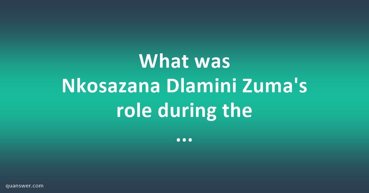 What Was Nkosazana Dlamini Zuma's Role During The Struggle Against ...