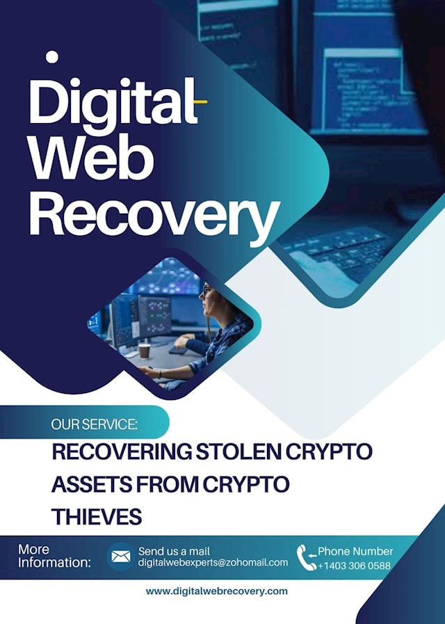 I was a victim of a heart-wrenching cryptocurrency scam that left me crippling . After investing a substantial sum of $60,020 worth of Ethereum in an online investment platform, my hopes were high for reaping substantial profits. However, what followed was a nightmare beyond imagination.As the days went by, my excitement gradually turned into despair as I realized that the platform I had trusted was nothing more than an elaborate scheme designed to swindle investors like myself out of their hard-earned money. It was a devastating blow, leaving me feeling helpless and betrayed by those I had placed my trust in.I embarked on an extensive search for a solution, determined to reclaim what was rightfully mine. It was during this search that I stumbled upon Digital Web Recovery ,a specialist in cryptocurrency recovery services. With little hope left, I decided to reach out to them in a last-ditch effort to salvage my situation.From the moment I contacted Digital Web Recovery, I was met with professionalism, empathy, and a genuine commitment to helping me overcome my ordeal. Their team of experts listened attentively to my story, offering reassurance and guidance every step of the way. Despite the daunting task ahead, they instilled in me a newfound sense of hope and determination.Over the course of several days, the team at Digital Web Recovery worked tirelessly on my behalf, leaving no stone unturned in their quest to recover my lost investment. Through their expertise in cryptocurrency forensics and advanced recovery techniques, they were able to trace the intricate web of transactions that had led to the loss of my funds.Against all odds, Digital Web Recovery emerged victorious, successfully recovering every last bit of my stolen investment. It was a moment of sheer relief and gratitude, knowing that justice had been served and that I could finally put the nightmare behind me.To anyone who finds themselves in a similar unfortunate situation, I urge you not to lose hope. Reach out to Digital Web Recovery and let them be your guiding light in the darkness. Their dedication, expertise, and unwavering commitment to their clients make them the trusted ally you need in the fight against cryptocurrency scams. My experience with Digital Web Recovery was nothing short of miraculous. They not only helped me recover my lost investment but also restored my faith in humanity. For anyone facing the daunting prospect of cryptocurrency loss, Digital  Web Recovery is the recovery hacker you've been searching for. Don't hesitate to reach out to them and reclaim your bitcoins. Contact Info; Email; digitalwebexperts@zohomail.com
Website https://digitalwebrecovery.com