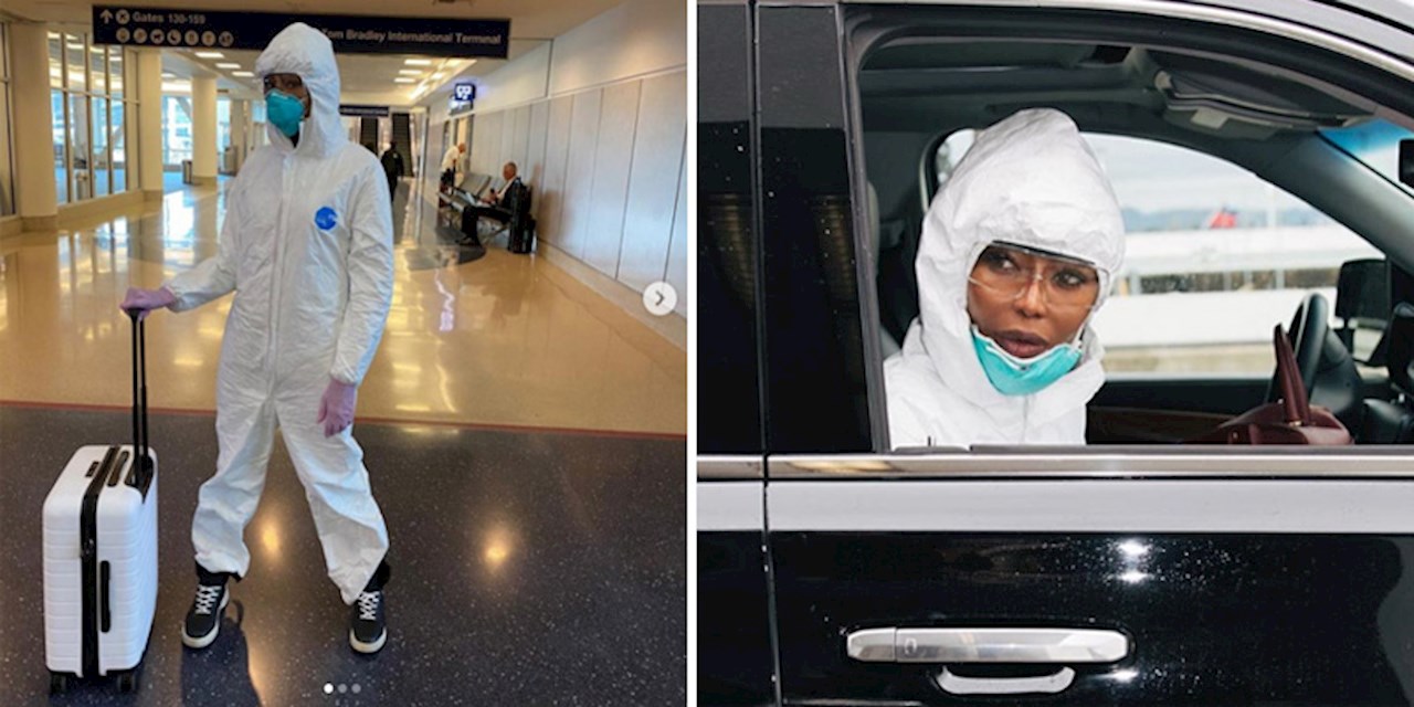 Mit szóltok Naomi Campbell védőfelszereléséhez, arcmaszkjához, amivel repülőre szállt?