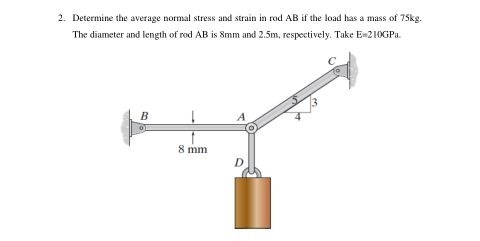determine-the-average-normal-stress-and-strain-in-rod-ab-if-the-load-has-a-mass-of-75kg-the-diameter-and-length-of-the-rod-ab-is-8mm-and-2-5m-respectivelytake-e-210gpa