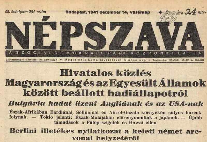 Miért üzent hadat Magyarország 1941. december 12-én az Egyesült Államoknak?