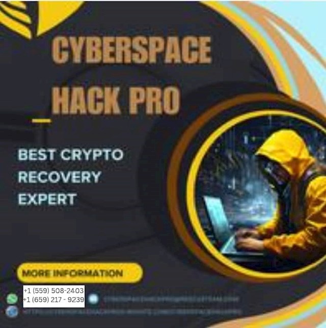 HIRE A LEGITIMATE CRYPTO RECOVERY EXPERT CYBERSPACE HACK PRO

invested a total of $76,000.00USD worth of Bitcoin with an online company who does trading and was guaranteed a payout of 25% a week. They ended up shutting down their company website but their website was still running. So I could still see my dashboard at that time and instead of paying weekly they ended up compounding my money. It ended up compounding to$359, 000USD so I requested for a withdrawal which was declined before they shutdown their website, I complained to my colleague at work who directed me about this recovery expert,  Cyberspacehackpro that helped him, I contacted him immediately, what surprised me most, was that I recovered my money that same week. You can contact him on his email at Cyberspacehackpro(@)rescueteam.com and on WhatsApp: +1.6.5.9.2.1.7.9.2.3.9 and he will assist you on the steps to recover your invested funds. Just trying to help those who where scammed just the way I was too.
BELOW IS THEIR INFORMATION:
Email: Cyberspacehackpro(@)rescueteam.com
WhatsApp: +1.6.5.9. 2.1.7.9.2.3.9
