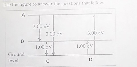 a-what-energy-level-are-represented-by-letters-a-and-b-calculate-the-wavelength-of-light-emitted-when-the-atom-moves-from-the-ground-level-to-energy-level-a