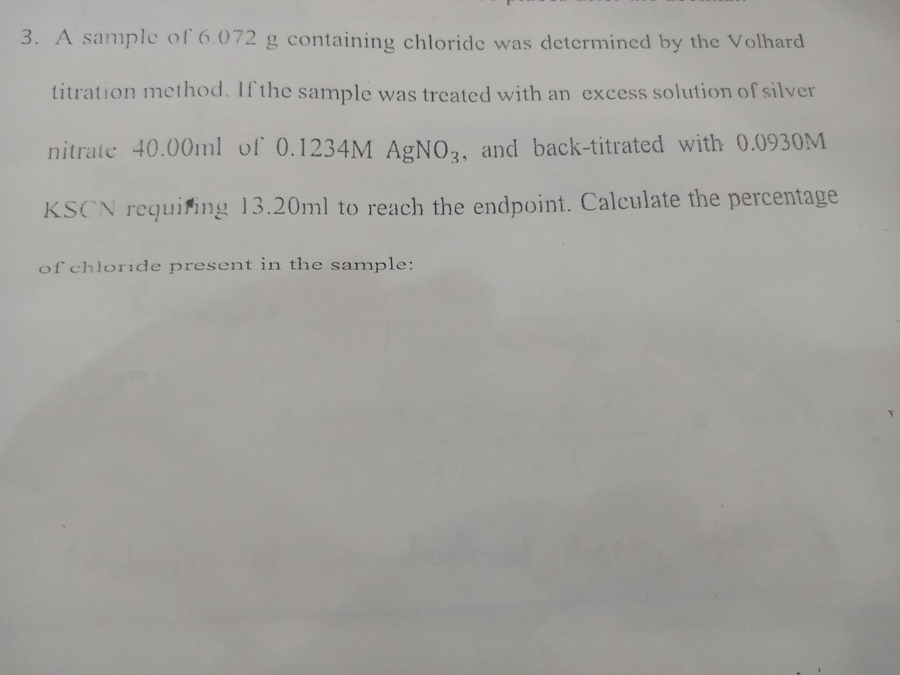 Calculate the percentage of Chloride present in the sample? ?